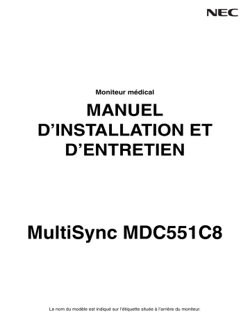 Manuel du propriétaire | NEC MDC551C8 Manuel utilisateur | Fixfr