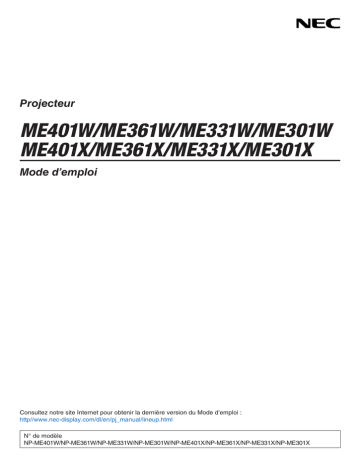 Manuel du propriétaire | NEC ME301W Manuel utilisateur | Fixfr