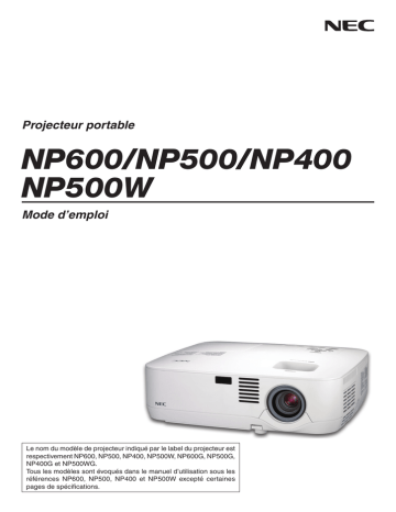 NP510W EDU | NP300 | Manuel du propriétaire | NEC NP400 Manuel utilisateur | Fixfr