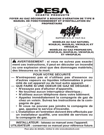 Manuel du propriétaire | Desa M42PH Fireplaces Manuel utilisateur | Fixfr