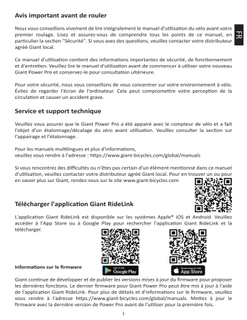 Manuel du propriétaire | Giant Power Pro (MY20) Manuel utilisateur | Fixfr