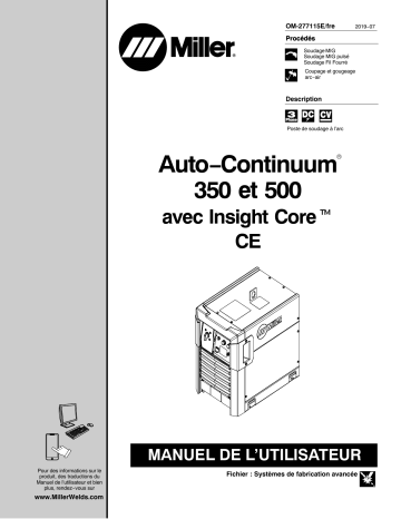 MK340568C | Manuel du propriétaire | Miller AUTO-CONTINUUM 500 W/INSIGHT CORE CE Manuel utilisateur | Fixfr