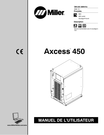 LG450001U | Manuel du propriétaire | Miller AXCESS 450 CE Manuel utilisateur | Fixfr