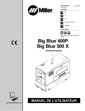 LJ350167E | LJ280120E | Manuel du propriétaire | Miller BIG BLUE 500 X (PERKINS) Manuel utilisateur | Fixfr