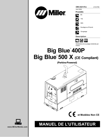 LF200538 | Manuel du propriétaire | Miller BIG BLUE 500 X (PERKINS) Manuel utilisateur | Fixfr