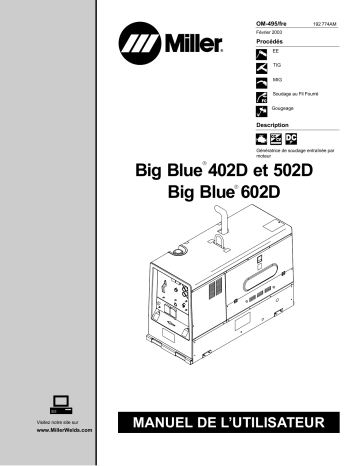 LC341700 | Manuel du propriétaire | Miller BIG BLUE 502D (DEUTZ) Manuel utilisateur | Fixfr