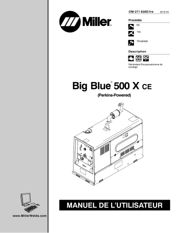 MG200000E | Manuel du propriétaire | Miller BIG BLUE 500 X PERKINS CE Manuel utilisateur | Fixfr