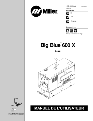 MG380877R | Manuel du propriétaire | Miller BIG BLUE 600 X (DEUTZ) Manuel utilisateur | Fixfr