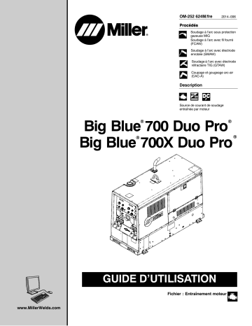 ME300011E | Manuel du propriétaire | Miller BIG BLUE 700X DUO PRO Manuel utilisateur | Fixfr