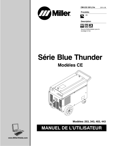 MF262203D | Manuel du propriétaire | Miller BLUE THUNDER 253/343/403/443 CE Manuel utilisateur | Fixfr