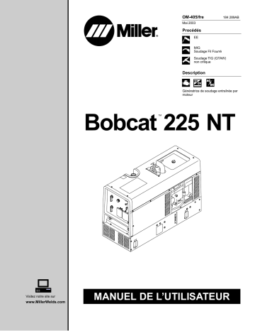 LC438404 | Manuel du propriétaire | Miller BOBCAT 225 NT KOHLER Manuel utilisateur | Fixfr