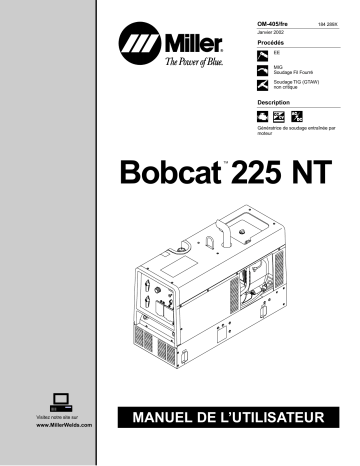 LC029708 | Manuel du propriétaire | Miller BOBCAT 225 NT KOHLER Manuel utilisateur | Fixfr