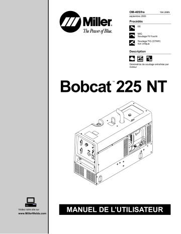 LA290198 | LA289966 | Manuel du propriétaire | Miller BOBCAT 225 NT KOHLER Manuel utilisateur | Fixfr