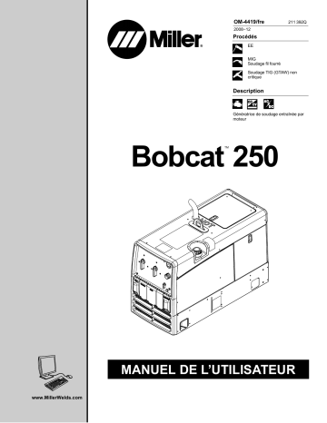 LJ270572H | LJ440289H | Manuel du propriétaire | Miller BOBCAT 250 (KOHLER) (REAR ENGINE) Manuel utilisateur | Fixfr