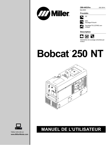 LC495308 | Manuel du propriétaire | Miller BOBCAT 250 NT KOHLER Manuel utilisateur | Fixfr