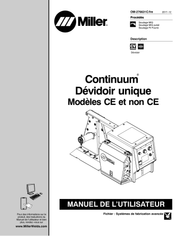 MH500641C | Manuel du propriétaire | Miller CONTINUUM SINGLE WIRE FEEDER CE Manuel utilisateur | Fixfr
