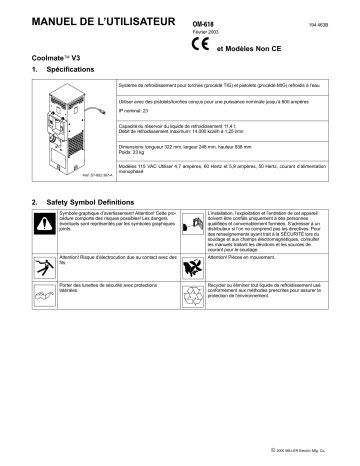 KK305116 | Manuel du propriétaire | Miller COOLMATE V3 Manuel utilisateur | Fixfr