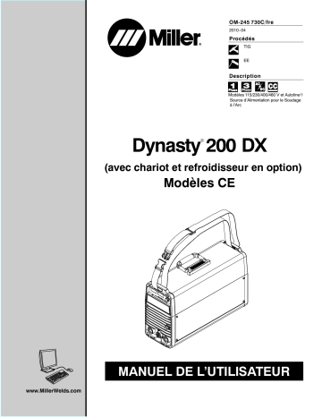 MA170107L | Manuel du propriétaire | Miller DYNASTY 200 DX W/OPT. CART AND COOLER CE Manuel utilisateur | Fixfr