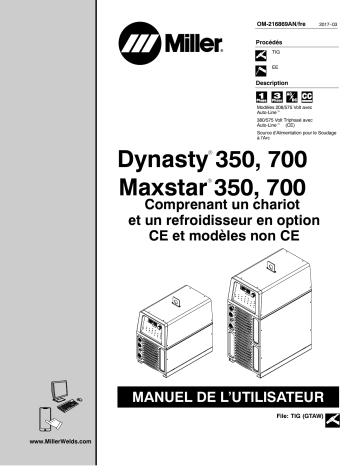 MH150387L | Manuel du propriétaire | Miller MAXSTAR 350 ALL OTHER CE AND NON-CE MODELS Manuel utilisateur | Fixfr