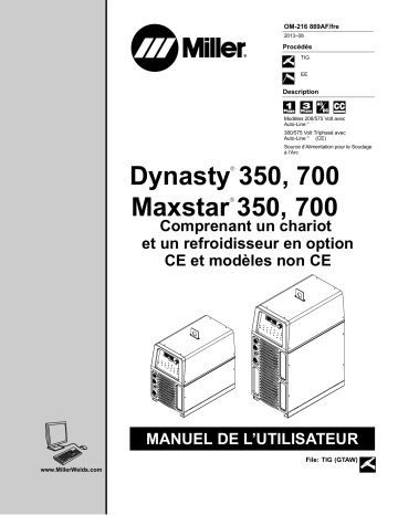 MD330057L | Manuel du propriétaire | Miller MAXSTAR 350 ALL OTHER CE AND NON-CE MODELS Manuel utilisateur | Fixfr