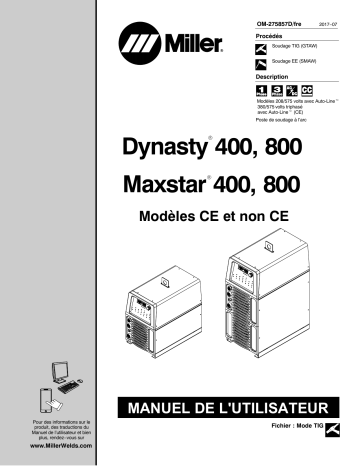 MH170719L | Manuel du propriétaire | Miller DYNASTY 800 Manuel utilisateur | Fixfr