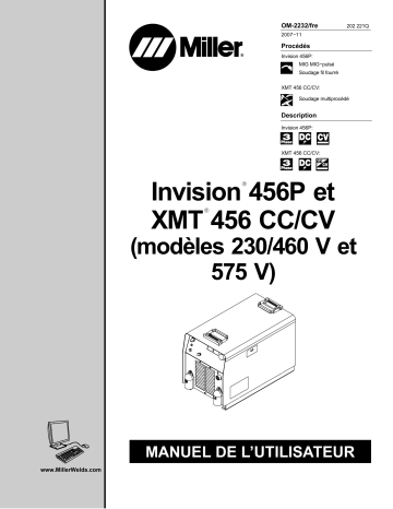 LJ010606A | Manuel du propriétaire | Miller INVISION 456P (230/460 575 VOLT) Manuel utilisateur | Fixfr