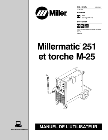 LG162315B | Manuel du propriétaire | Miller MILLERMATIC 251 AND M-25 GUN Manuel utilisateur | Fixfr