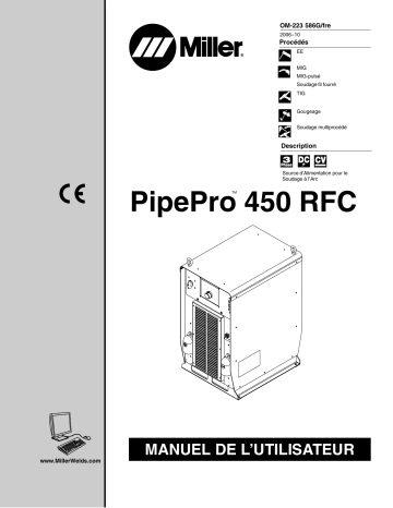 LG360042G | Manuel du propriétaire | Miller PIPEPRO 450 RFC CE Manuel utilisateur | Fixfr