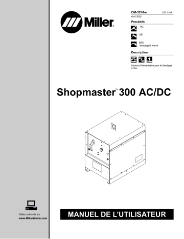 LC021529 | Manuel du propriétaire | Miller SHOPMASTER 300 AC/DC Manuel utilisateur | Fixfr