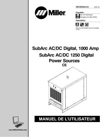 MG230132G | Manuel du propriétaire | Miller SUBARC AC/DC 1000/1250 DIGITAL POWER SOURCES Manuel utilisateur | Fixfr