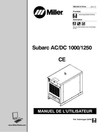 MC410234C | Manuel du propriétaire | Miller SUBARC AC/DC/ 1000/1250 CE AND NON-CE Manuel utilisateur | Fixfr