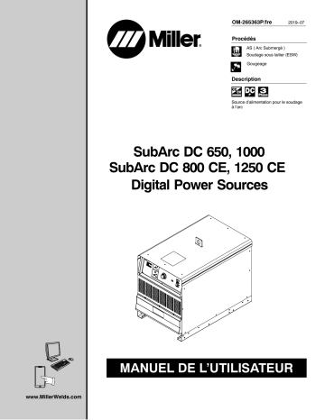 MK340062G | Manuel du propriétaire | Miller SUBARC DC 650/800, 1000/1250 DIGITAL POWER SOURCES Manuel utilisateur | Fixfr