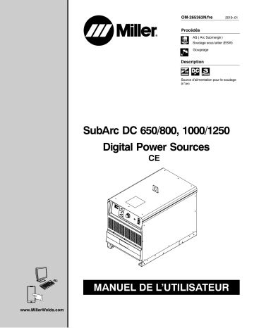 MK190201G | Manuel du propriétaire | Miller SUBARC DC 650/800, 1000/1250 DIGITAL POWER SOURCES Manuel utilisateur | Fixfr