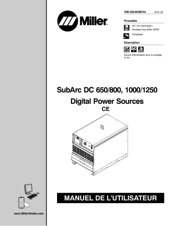 MJ370205G | Manuel du propriétaire | Miller SUBARC DC 650/800, 1000/1250 DIGITAL POWER SOURCES Manuel utilisateur | Fixfr