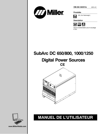 MF080175G | Manuel du propriétaire | Miller SUBARC DC 650/800, 1000/1250 DIGITAL POWER SOURCES Manuel utilisateur | Fixfr
