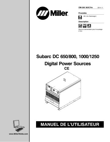 ME210003G | Manuel du propriétaire | Miller SUBARC DC 650/800, 1000/1250 DIGITAL POWER SOURCES Manuel utilisateur | Fixfr
