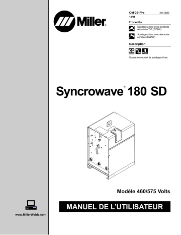 LE454481L | Manuel du propriétaire | Miller SYNCROWAVE 180 SD 460/575 VOLTS Manuel utilisateur | Fixfr