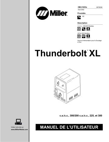 LC310308 | Manuel du propriétaire | Miller THUNDERBOLT XL 300/200 AC/DC Manuel utilisateur | Fixfr