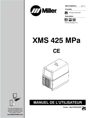MH457075D | Manuel du propriétaire | Miller XMS 425 MPA CE Manuel utilisateur | Fixfr