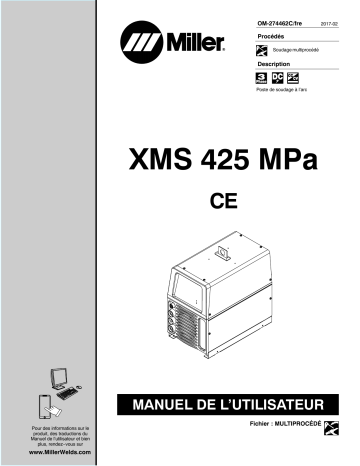 MH061661D | Manuel du propriétaire | Miller XMS 425 MPA CE Manuel utilisateur | Fixfr