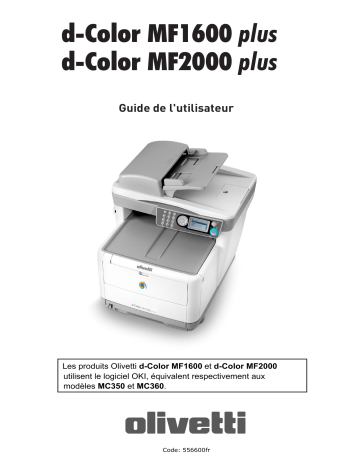 Manuel du propriétaire | Olivetti d-Color MF1600 plus and d-Color MF2000 plus Manuel utilisateur | Fixfr