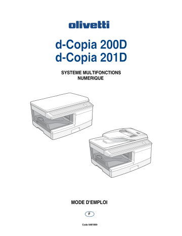 Manuel du propriétaire | Olivetti d-Copia 200D - d-Copia 201D Manuel utilisateur | Fixfr