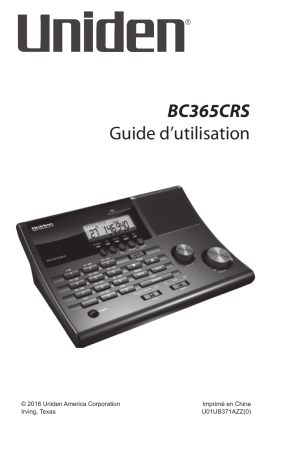 BCS365CRS | Manuel du propriétaire | Uniden BC365CRS Manuel utilisateur | Fixfr