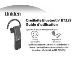 Uniden BT359 Manuel utilisateur