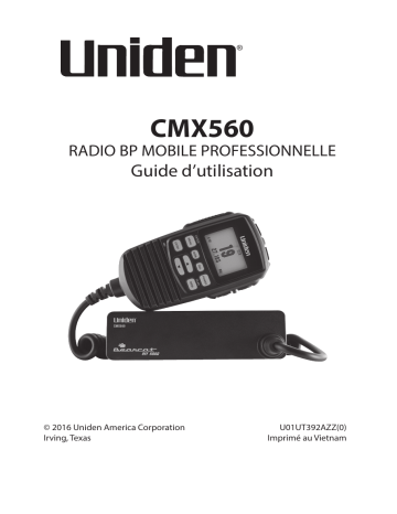 Manuel du propriétaire | Uniden CMX560 Manuel utilisateur | Fixfr