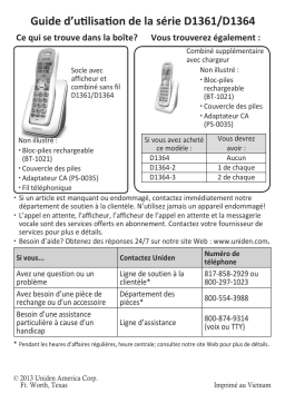 Uniden D1364 Manuel utilisateur