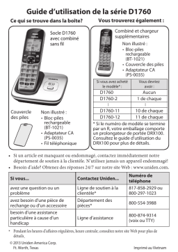 Uniden D1760 Manuel utilisateur