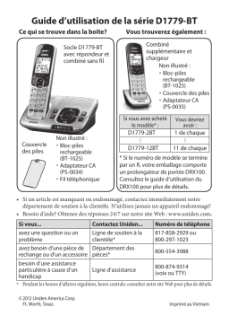 Uniden D1779-4BT Manuel utilisateur