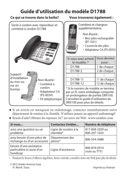 Uniden D1788 Manuel utilisateur
