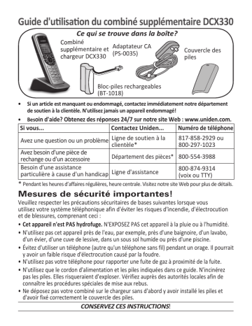 Manuel du propriétaire | Uniden DCX330 Manuel utilisateur | Fixfr